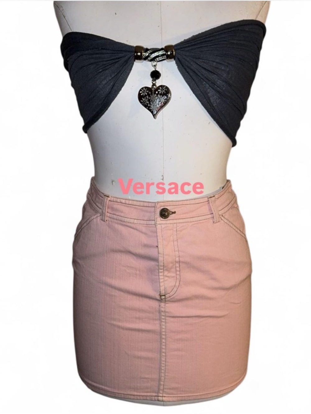 Versace Y2K Pink Denim Mini Skirt
